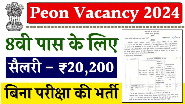 Peon Vacancy 2024: चपरासी भर्ती का 8वीं पास के लिए नोटिफिकेशन जारी, फॉर्म भरना शुरू